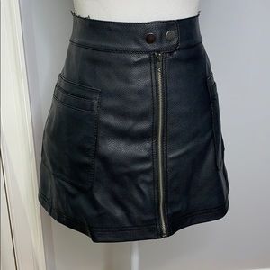 Free People High A-Line Black Vegan Skirt